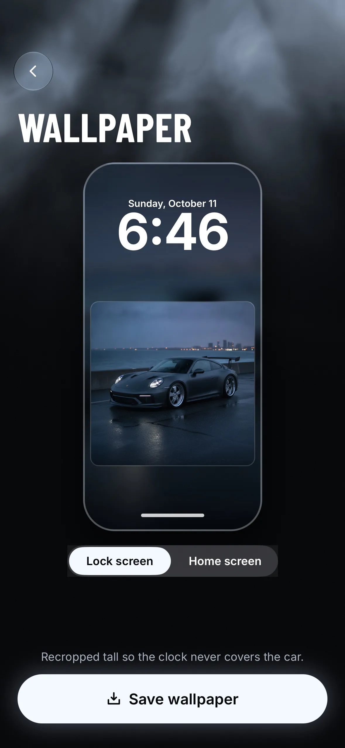 Tuner build saved as a lock screen wallpaper