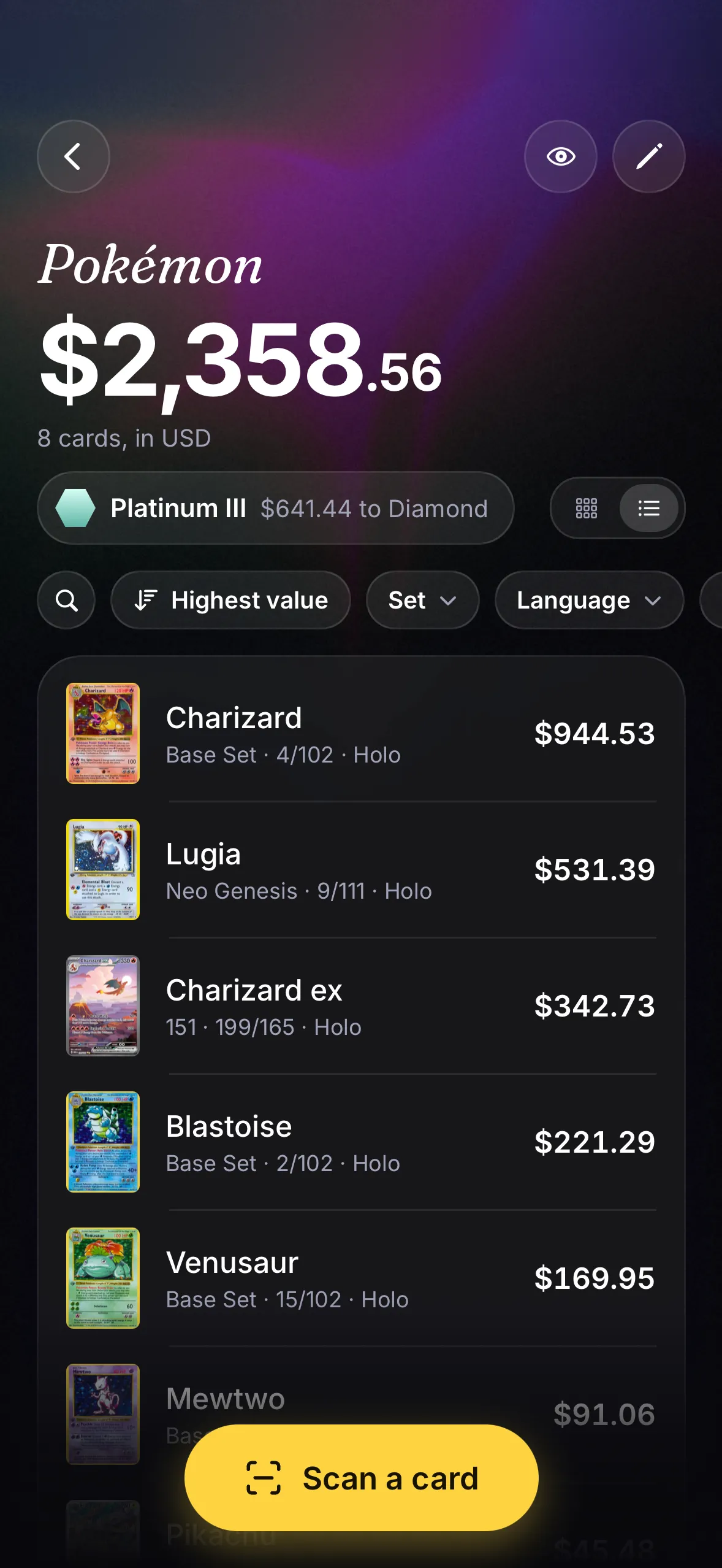 Slabby binder in list view