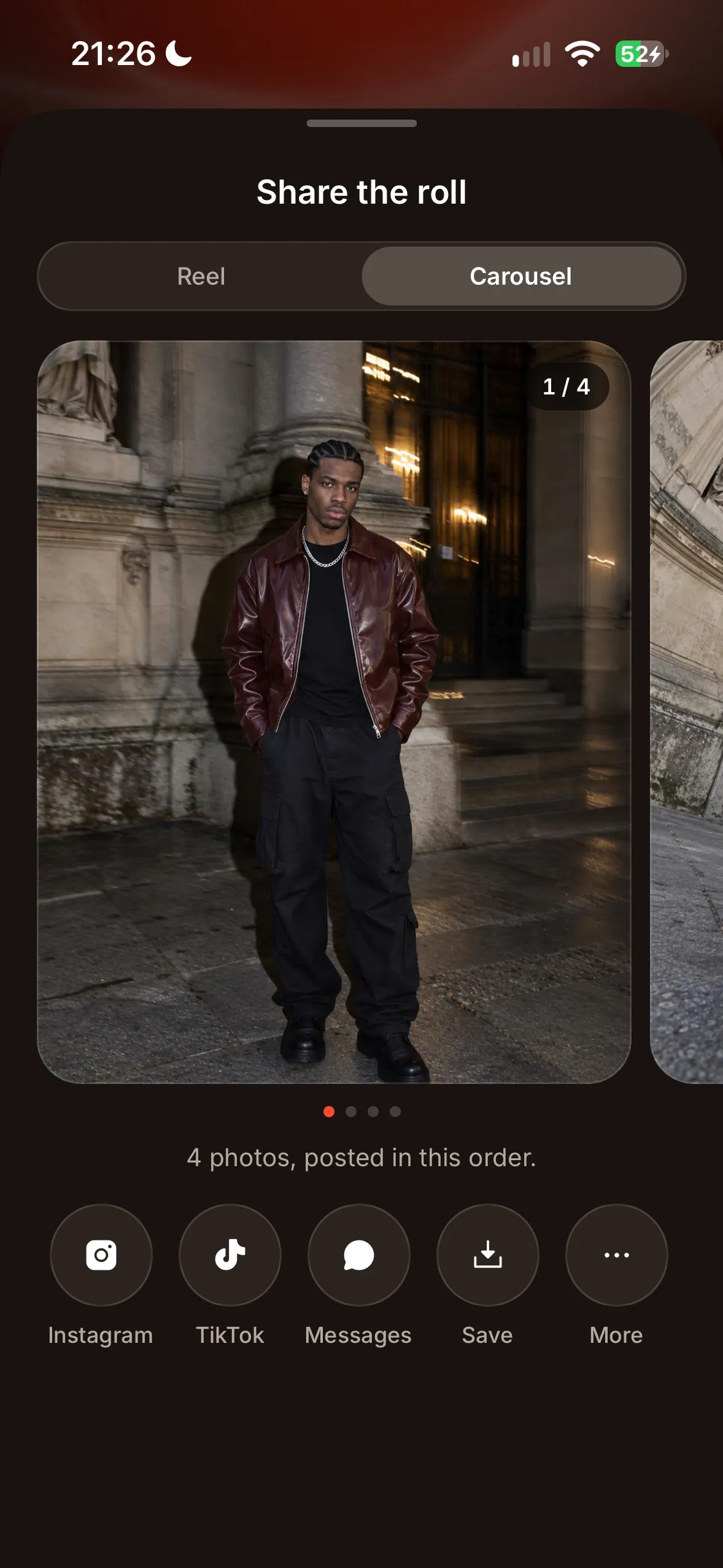 Slash carousel of four photos ready to post